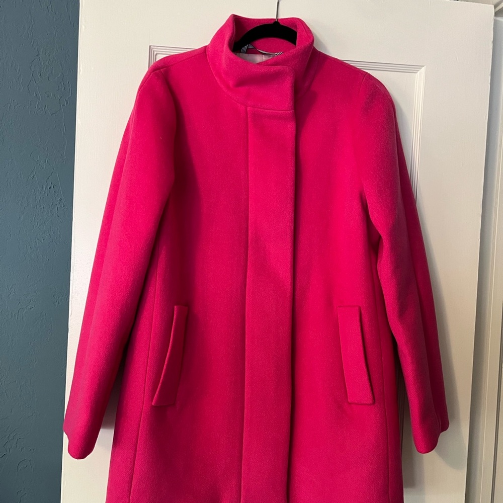 J.Crew Dark Pink Wool City Coat Excellent Cond